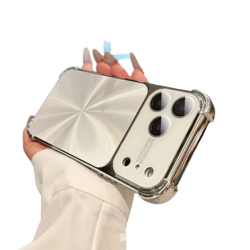Applicable to iPhone17promax electroplating Aurora mobile phone case Apple 16 four-corner airbag all-inclusive anti-drop protective case
