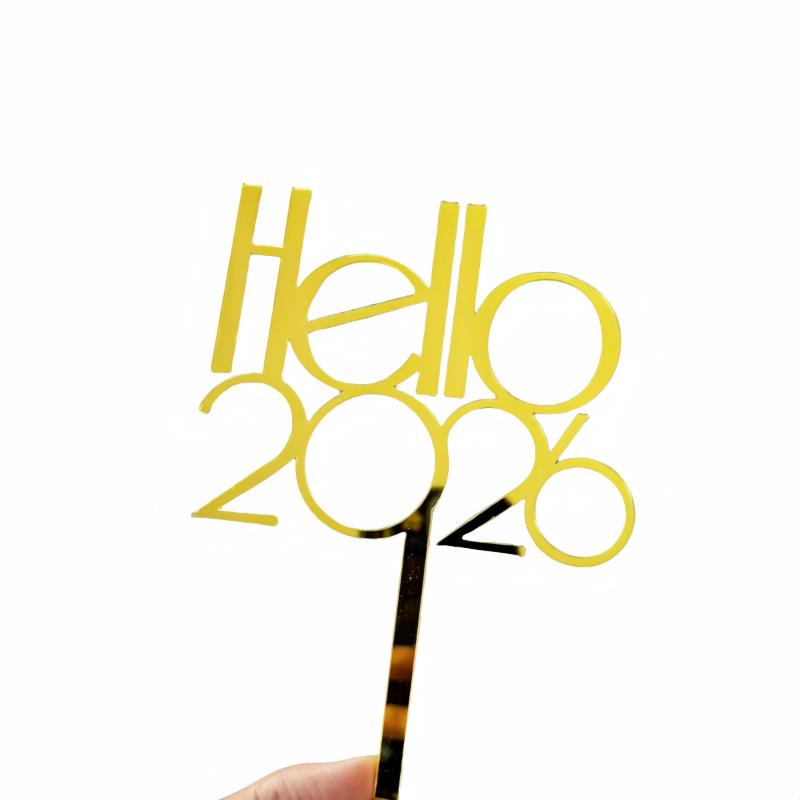 

1 шт. Золотой топпер для торта 2026 год Рождественский топпер для кекса Рождественская вечеринка Тортовые украшения