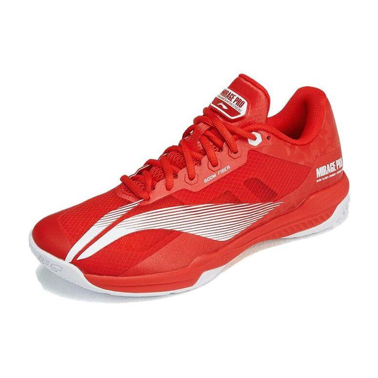 Li Ning Shadow Speed Pro Rubber Cushioning Slip Resistant Low top Badminton Shoes Unisex Red AYAT013-3