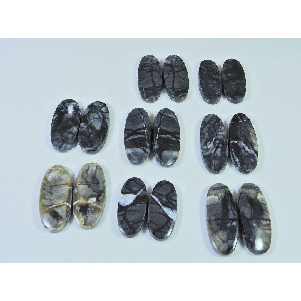 21-26MM Natural Picasso Jasper Matched Pair Oval Cabochon Gemstone 8Pair Lot C-788