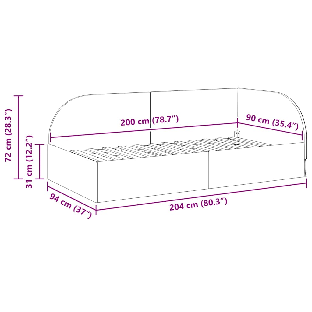 Corner Bed Frame with Headboard Dark Green 90 Cm X 200 Cm Velvet