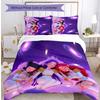 Conjunto de Cama 3 Peças Estampado com Padrão de Caçadores de Demônios Kpop, Conjunto Macio Lavável Amigo da Pele com Capa de Edredom e Fronhas