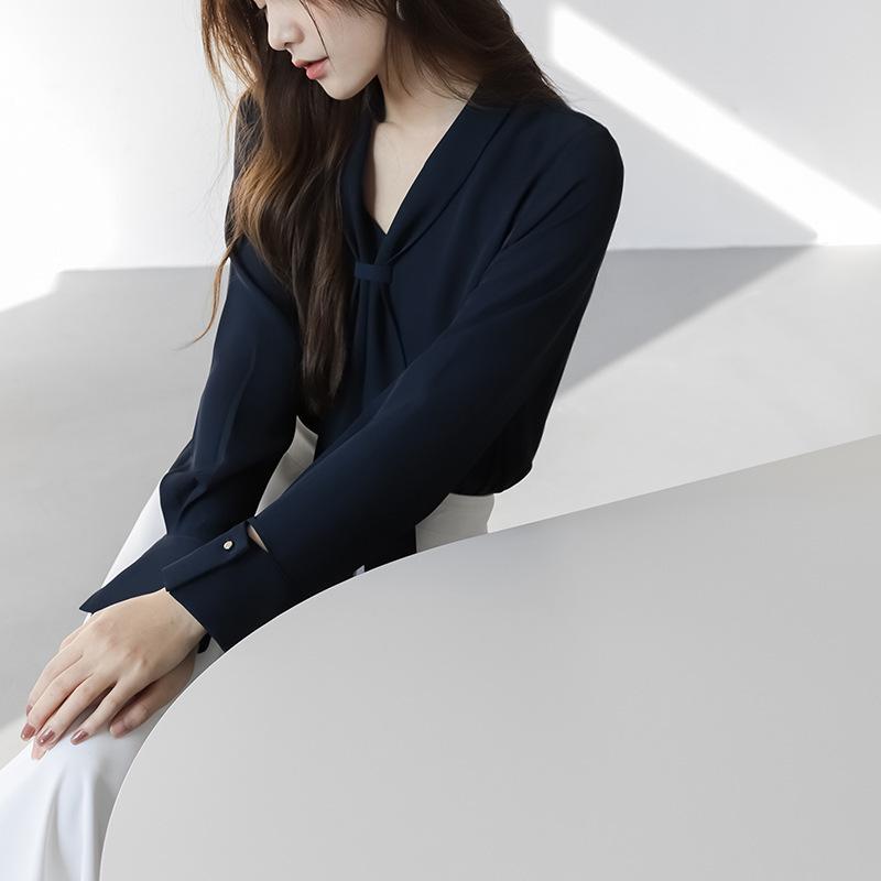 

Дизайнерская рубашка с длинными рукавами для женщин на весну и осень. Новая рубашка Streamer-sensing Top Temperament Commuter White Shirt 2XL