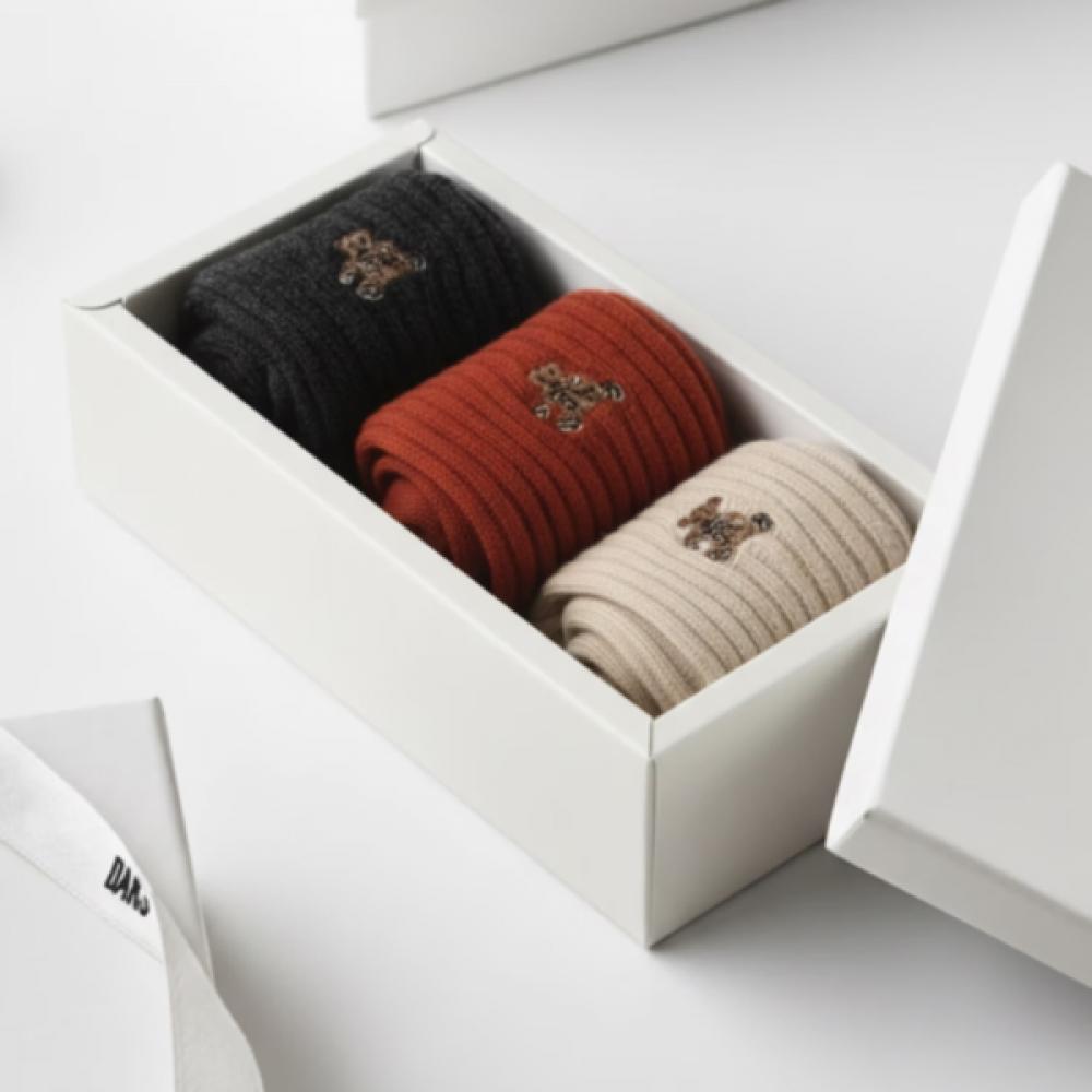 DakS Women S 3 Pack Long SockS With DakS Bear Embroidery Single option