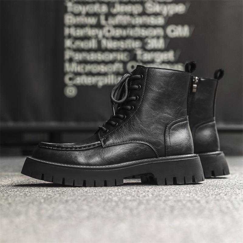 Martin boots men's autumn and winter new high-top tooling locomotive boots British style thick bottom side zipper versatile 86689-J