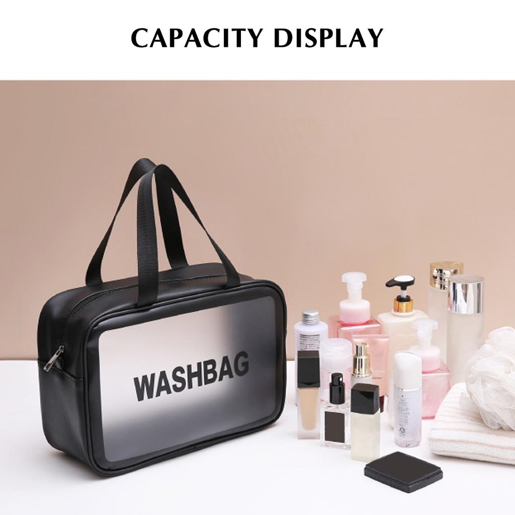 Women Men PU Toiletry Bag Portable Translucent Waterproof Makeup Cosmetic Bag Toiletry Organizer for Accessories