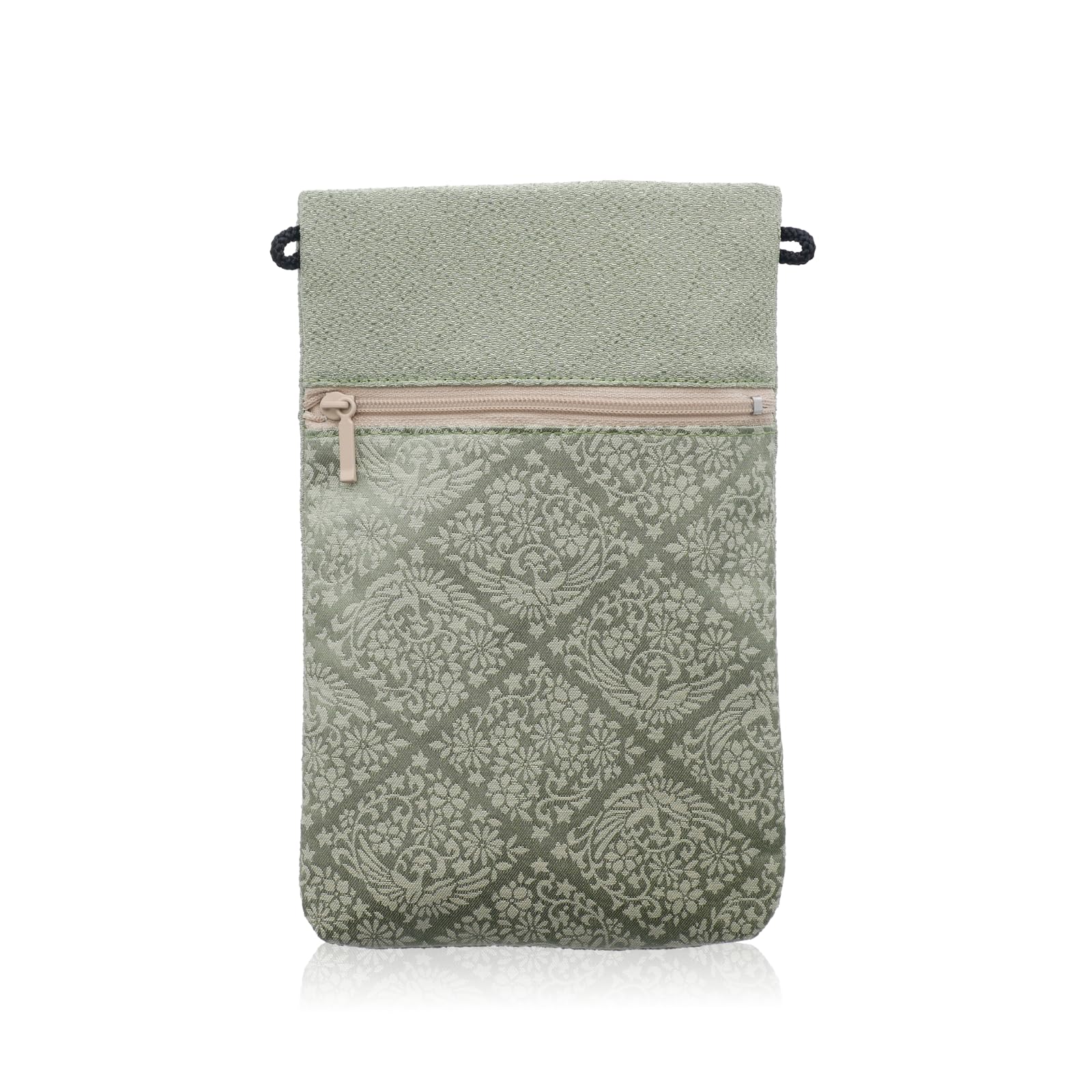 [Стиль Фукуса] Мини-сумка через плечо с японским узором (сделано в Удзи, Киото) с легким чехлом для смартфона. Идеально для посещения могил, больницы