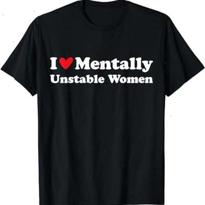 Kocham niestabilne psychicznie kobiety Koszulka | Bawełniana Koszulka Unisex, Krótki Rękaw