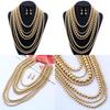 Collier Oversize Style Européen Orné de Perles Dorées au Design Géométrique pour Femmes