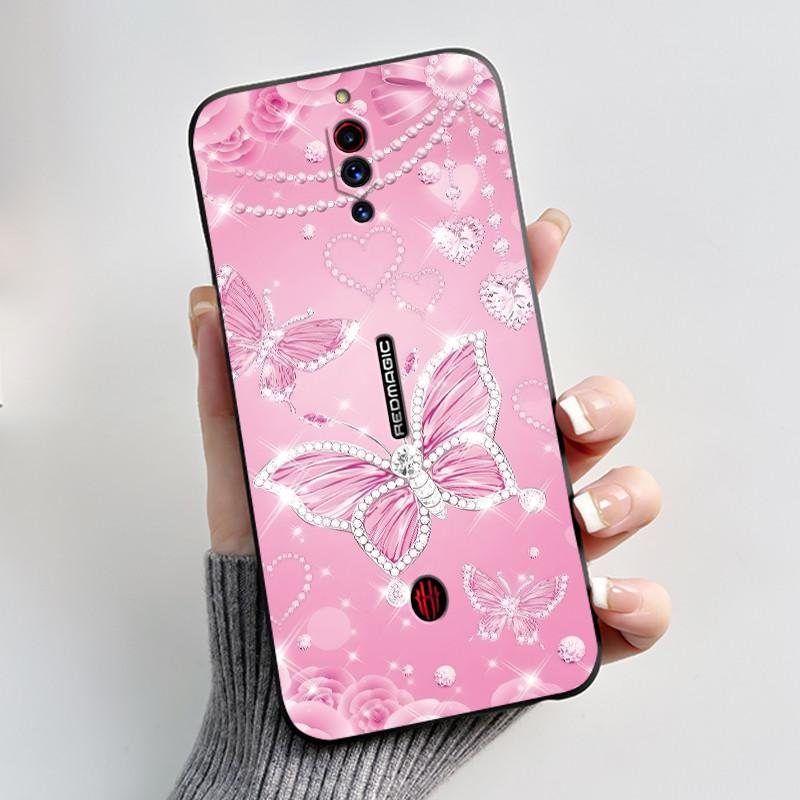 For ZTE Nubia RedMagic 5G Fundas Nubia Red Magic 5S Case Cover Soft Silicone Black Shell Printing Pattern Flower Cartoon Cases