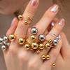 Irregular Beads Stainless Steel Rings For Women Men Open Adjustable Gold Color Chunky Ball Ring Minimalist Waterproof Jewelry