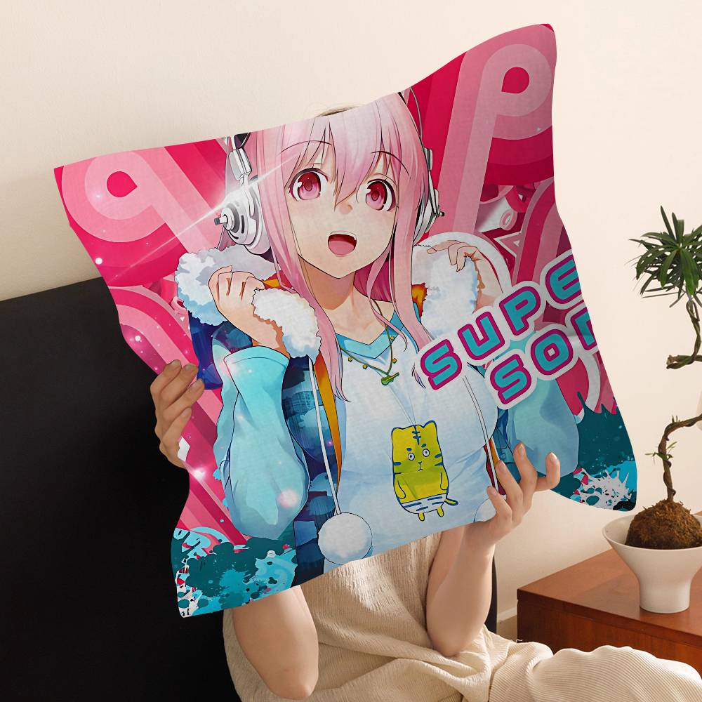 SSuper Sonico Personalized Pillow Dust Cover Bedroom Kids Party Decoration Pillowcase Birthday Children Gift