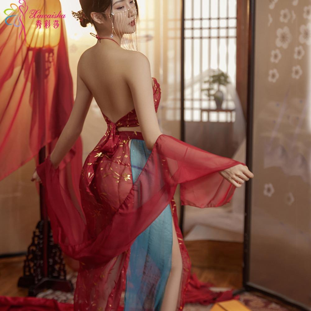 Sexy Underwear Seduces Hanfu Pure Desire Pajamas Women's Small Breasts Sexy Nightgown Antique Large Size Uniform Sao Passion Suit