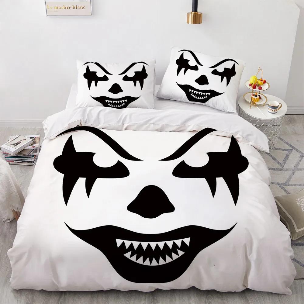 Halloween King Queen Duvet Cover Kawaii Black Cartoon Dryad Ghost Bedding Set For Kids Boys Pumpkin 2/3Pcs Polyester Quilt Cover