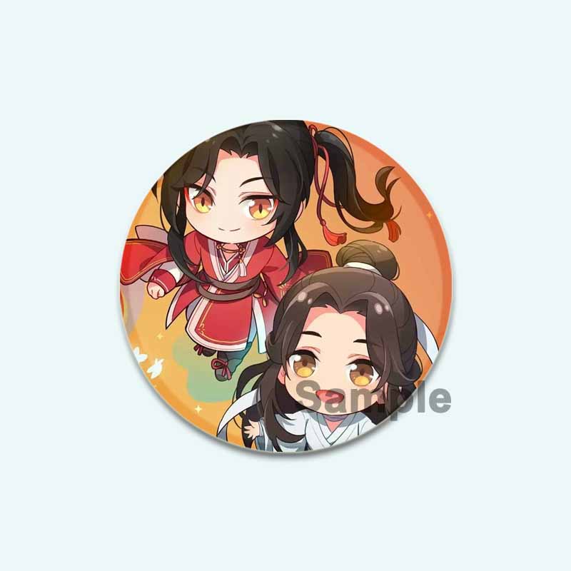 32/44/58 mm Anime Heaven Official's Blessing Badge Hua Cheng/Xie Lian Cartoon-Broschen, handgefertigt, niedliche Emaille-Anstecker als Schmuck, Geschenk-Accessoire