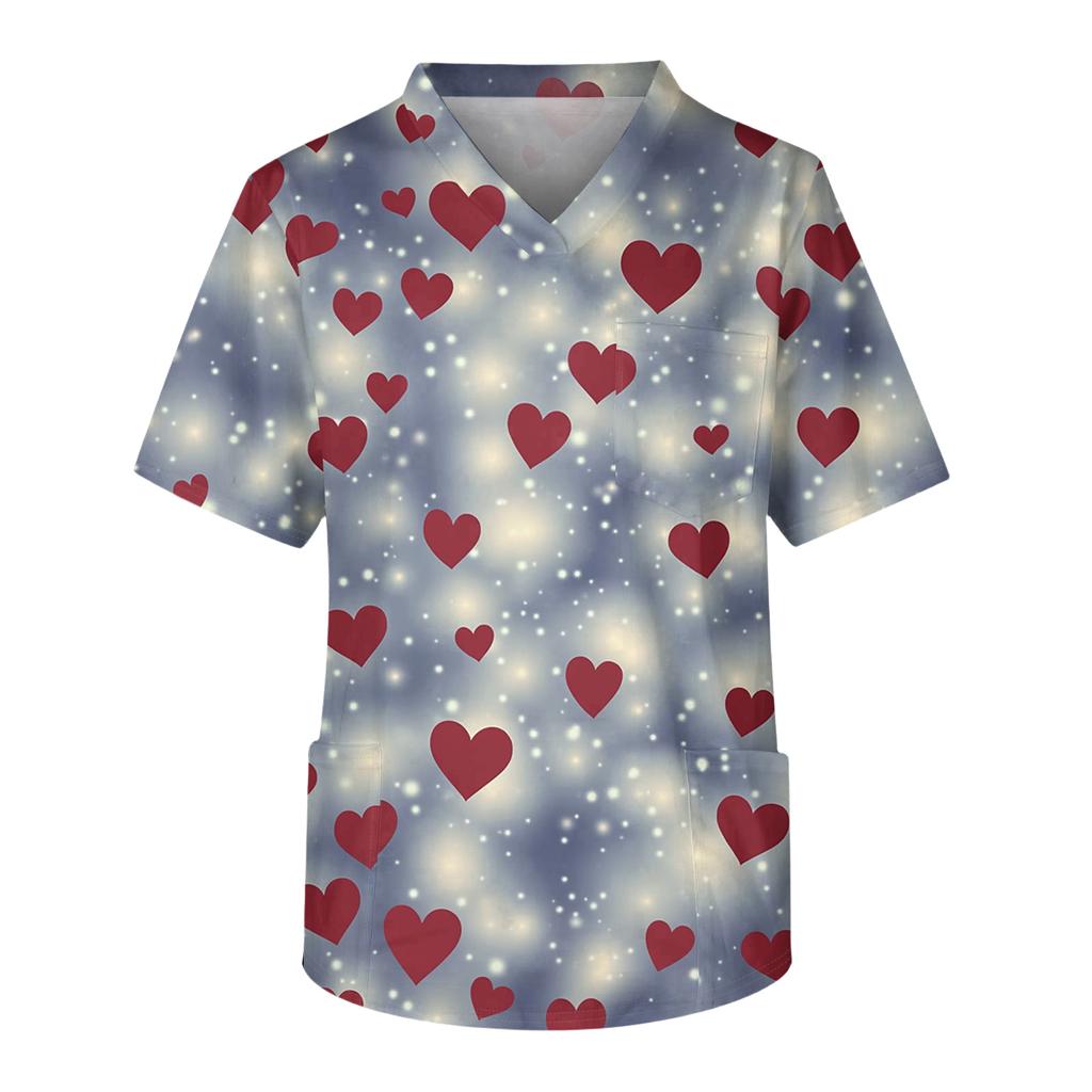 Men's Casual Short,Sleeved V,Neck Printed Front Pocket Top