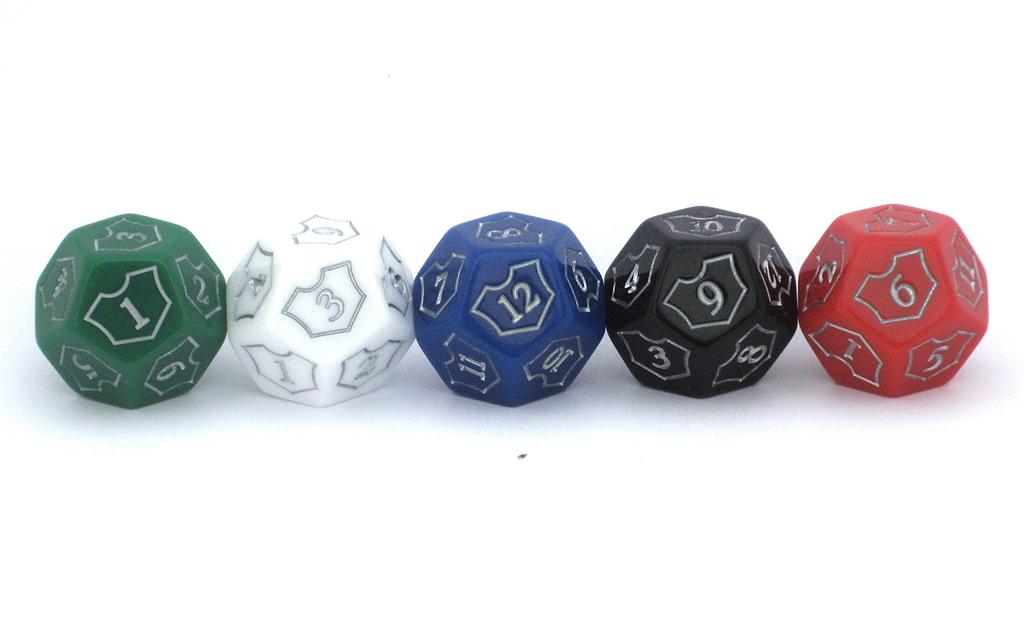 Hedral MTG D12 Spindown Loyalty Counter Dice, Set of 5, Red, White, Black, Green, Blue, Magic: The Gathering TCG CCG Planeswalker, Multicolor