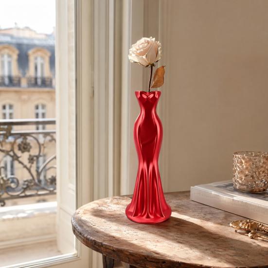 Elegante Kleiderförmige Vase, 3D-gedruckter minimalistischer Blumenhalter, Moderne dekorative Knospenvase für Wohnzimmer, Eingangsbereich, Schminktisch, Heimdekoration