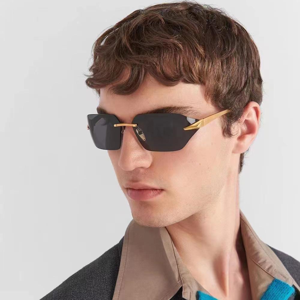 Brand Designer Rimless Sunglasses Women For Men Trend Sun Glasses Fashion Vintage Eyeglasses Punk Luxury Driving Shades