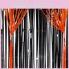 Macaron Orange And Black Rain Curtain For Halloween Scene Setting And Party Supplies