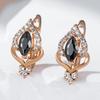 Wbmqda 585 Rose Gold Color Vintage Black Natural Zircon Drop Earrings For Women Luxury Ethnic Wedding Jewelry Accessories