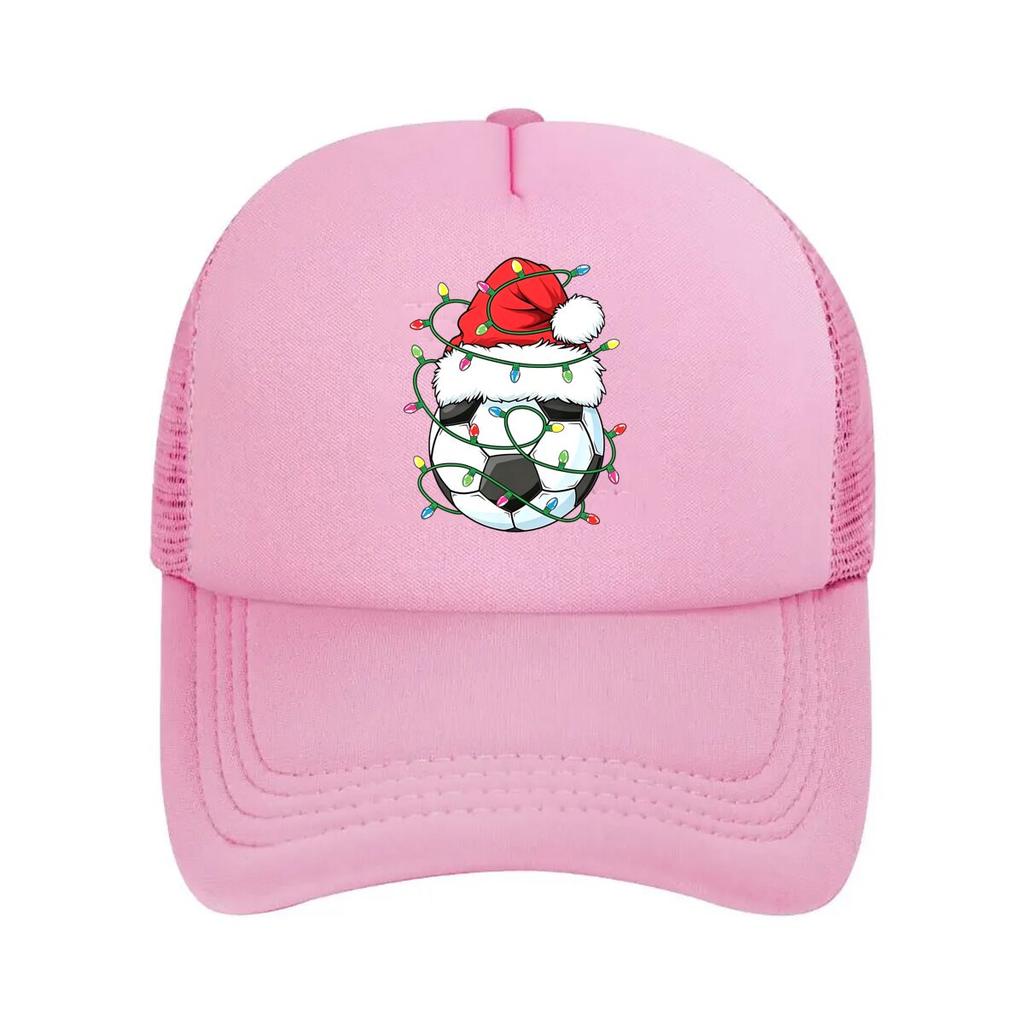Christmas Soccer Ball Santa Hat Lights Mesh Baseball Cap Dad Hat Hip Hop Snapback Cap