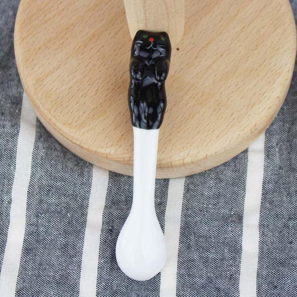 Spoon Cute Ceramic Cat Head Spoon, Lovely Ice Dessert for Stirring and sugar