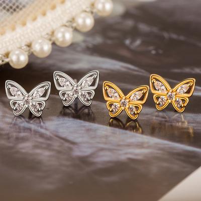 Fashion Butterfly Studs Diamond-Studded Design Affordable Luxury Fashion Ear Rings Girl Temperament