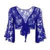 Elegant Women Lace Wedding Party Long Flare Sleeves Shrug Cropped Jacket Shrug For Evening Formal Prom Bolero