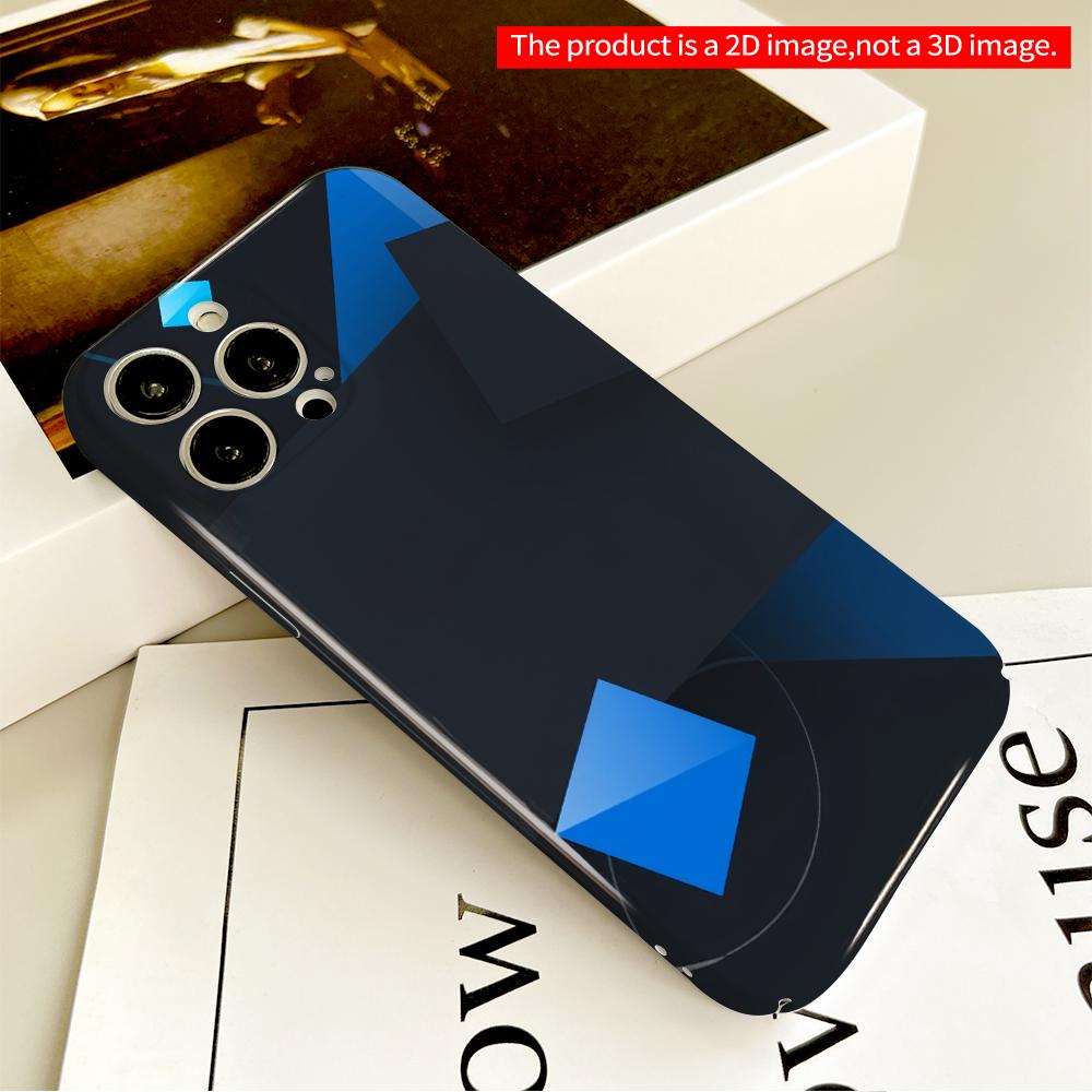 2DFlat Blue Geometric Shapes Abstract Design All inclusive film hard phone case, compatible with iPhone 18 Pro Max 17 16 15 14 13 12 11