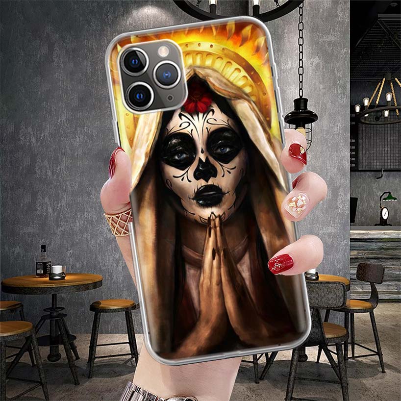 Catrina Beautiful Rose Girl Skull Soft Phone Case For IPhone 11 17 Air 16E 16 Pro Max 15 + 14 Plus 13 Mini 12 Apple 7 SE 8 Funda