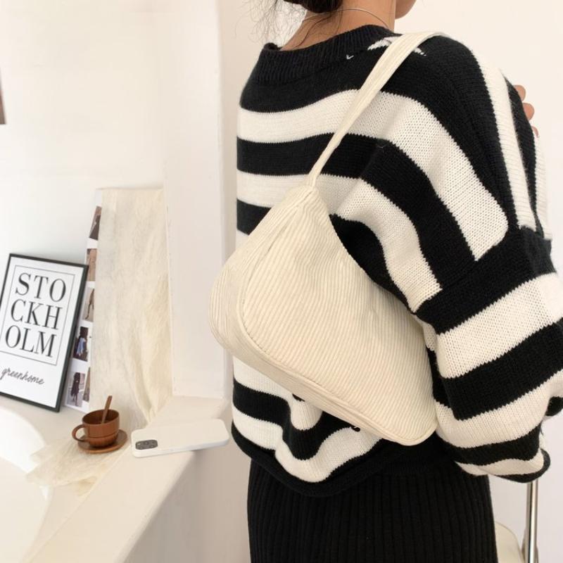 1Pcs  Underarm Bag Solid Color Simple Corduroy Bag Women'S Spring/Summer  Western Style Shoulder Small Square Bag