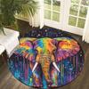 Doodle painted elephant Flannel-printed round floor mats are slip-resistant Suitable living room bedroom terrace garden carpets