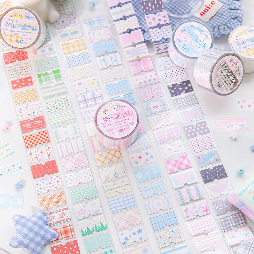 1pcs/1lot Decorative Adhesive Tapes Cream Label Stickers Junk Journal DIY Paper Japanese Masking Scrapbooking Stickers