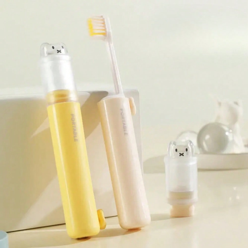 Compact Folding Toothbrush Kit Featuring a Toothpaste Holder, a Dual-Purpose Dental Accessory, a Must-Have for Business Travel