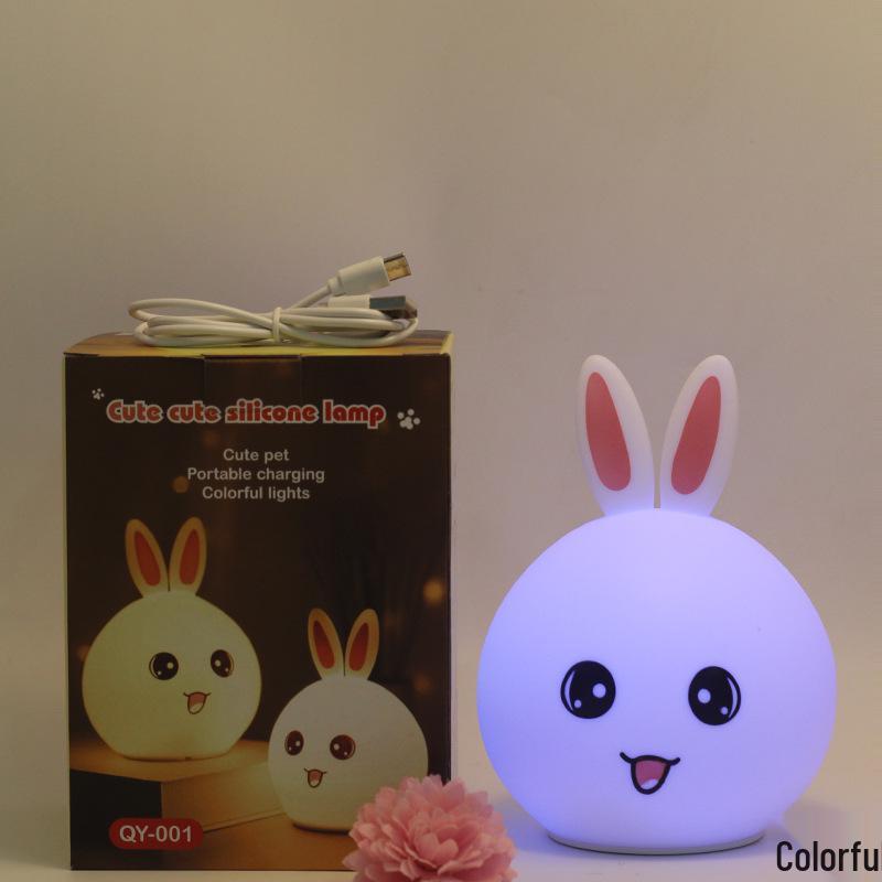 

Creative Happy Rabbit Silicone Night Light - Soft Glow Bedside Lamp & Sleep Companion 1W