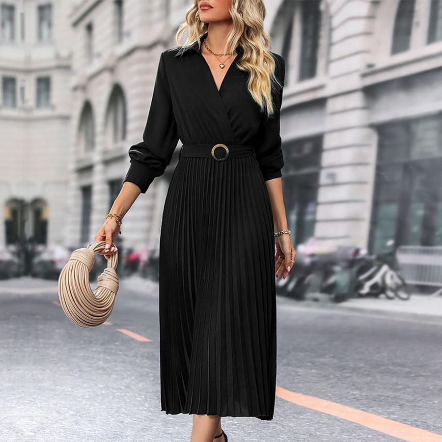 Women's High-End Solid Color Dress - Spring/Autumn Fashion