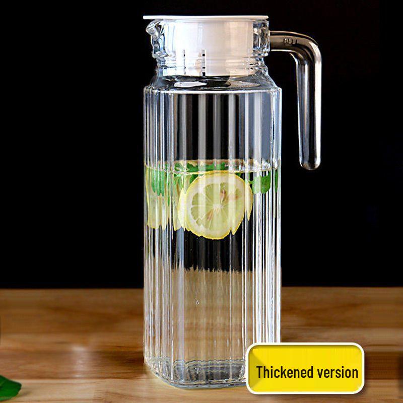 Large Capacity Glass Kettle with Tea Infuser and Duckbill Stopper for Cold Water, Juice, or Beer