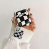 Protective Case for AirPods 1/2, Creative Elegant Art White Black Grid Plaid Smiling Face Soft Silicone TPU Rubber Lightweight Ultra Thin Cover