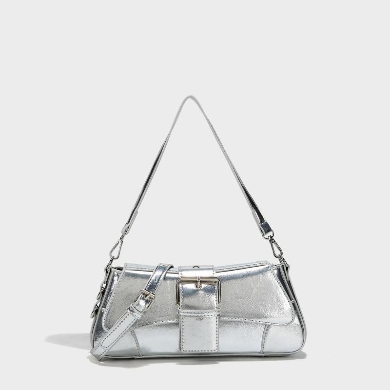 

Женская сумка через плечо, роскошные дизайнерские сумки, модные сумки из искусственной кожи с ручкой через плечо для женщин, сумка через подмышку с верхней ручкой 29x5x13cm серебряный