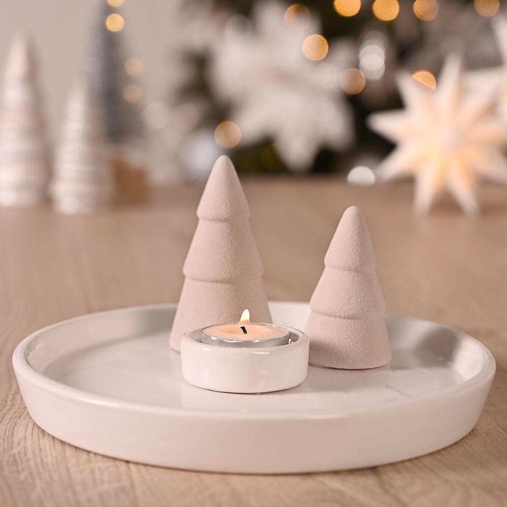 Candle Tray with Christmas Trees - 21cm