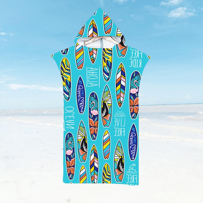 Microfiber Quick-Dry Hooded Beach Poncho Bathrobe for Adults