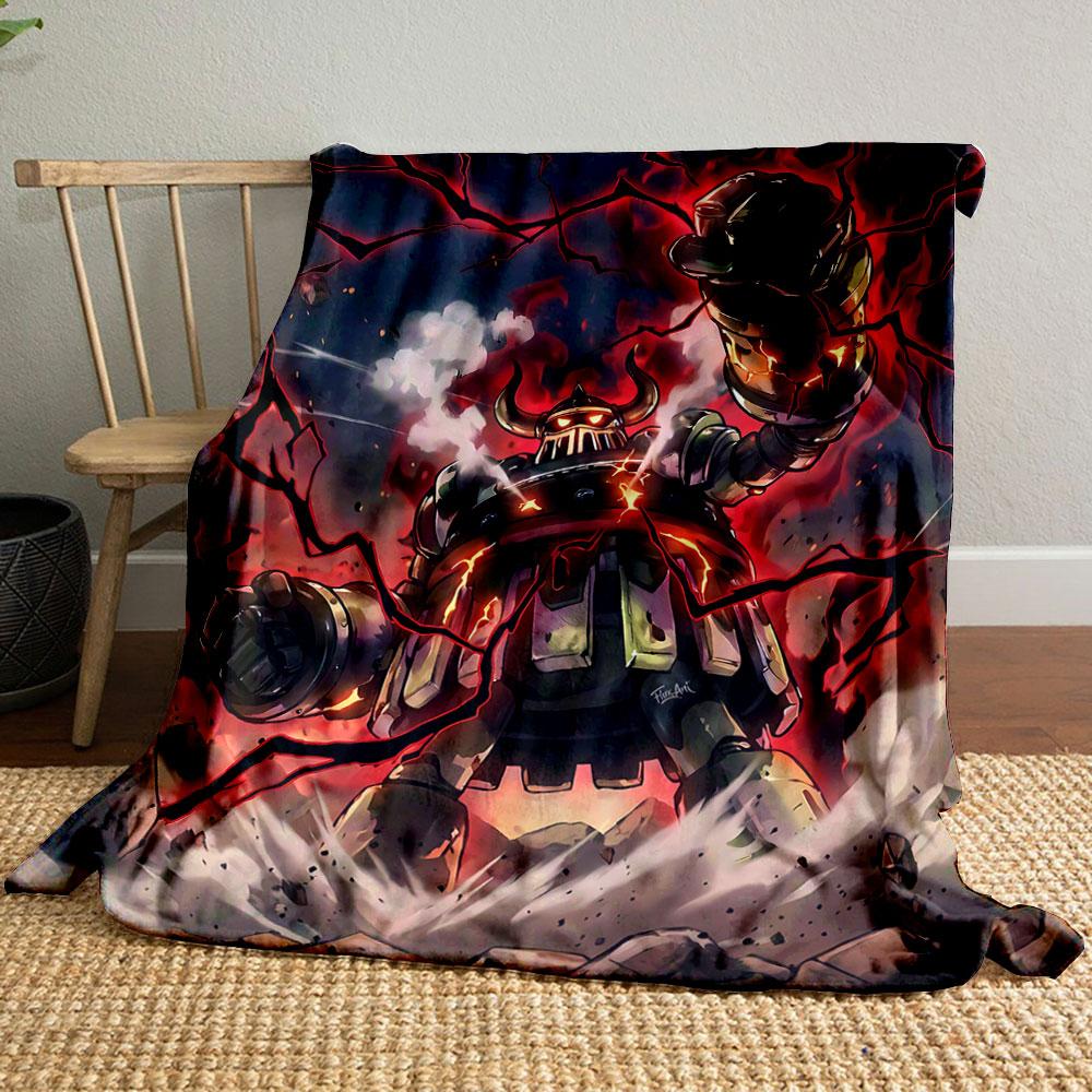 A fiery robotic figure surrounded by glowing cracks and red energy. for all seasons blanket lunch break throw gift