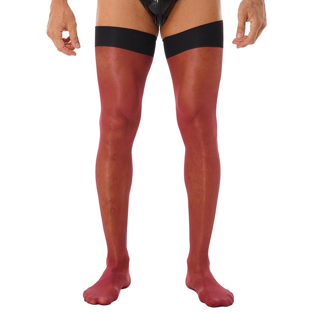 Män Glansiga Stretchiga strumpor Lår Höga Transparenta strumpor Sissy Strumpor Strumpor Underkläder Över Knästrumpor Kostymtillbehör