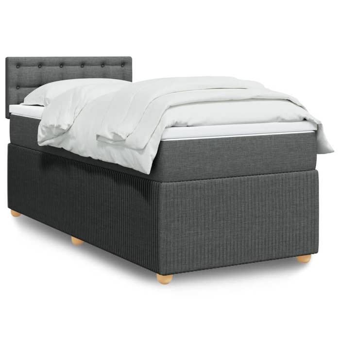 VidaXL Sommier à lattes de lit avec matelas Gris foncé 90x200 cm Tissu 3287354