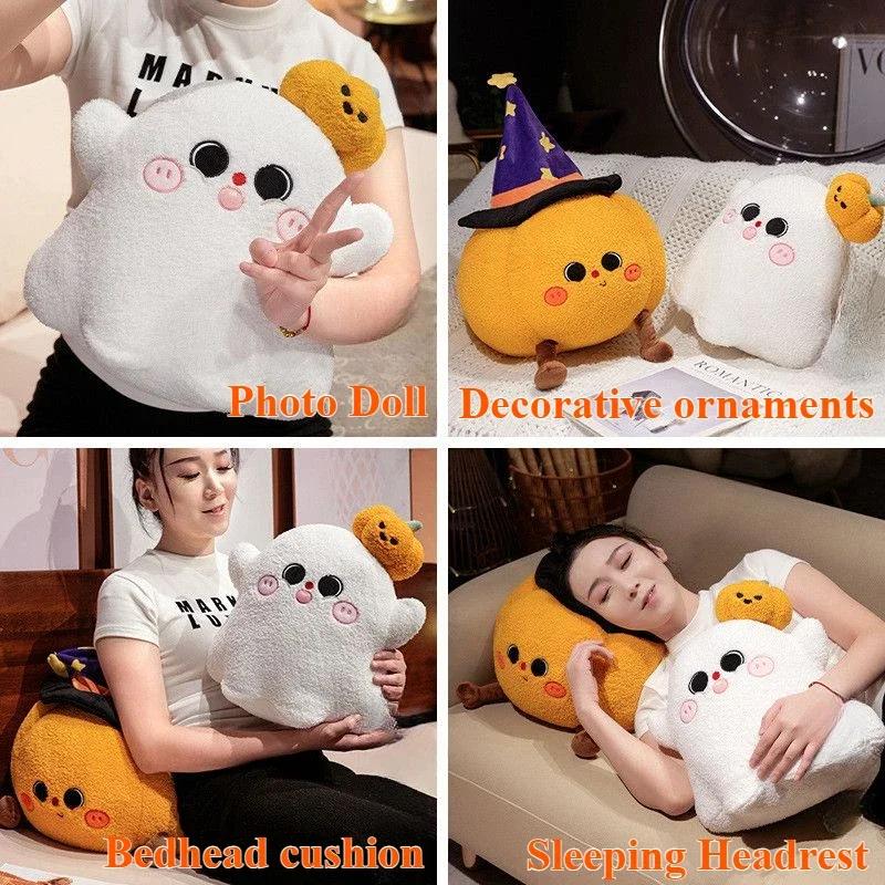 Halloween Pumpkin Doll Ghost Pillow, Quirky Plush Headboard Pillow, Office Nap Pillow, Sofa Ornament Photo Prop