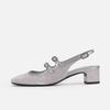 Baotou sandals women's summer new leather high heels medium thick heel one-word buckle Mary Jane