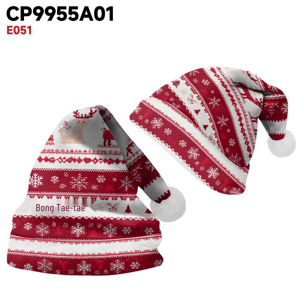 2024 Czapka Mikołaja z dwustronnego polaru z dodatkowym aksamitem dla dorosłych i dzieci z nadrukiem na zamówienie