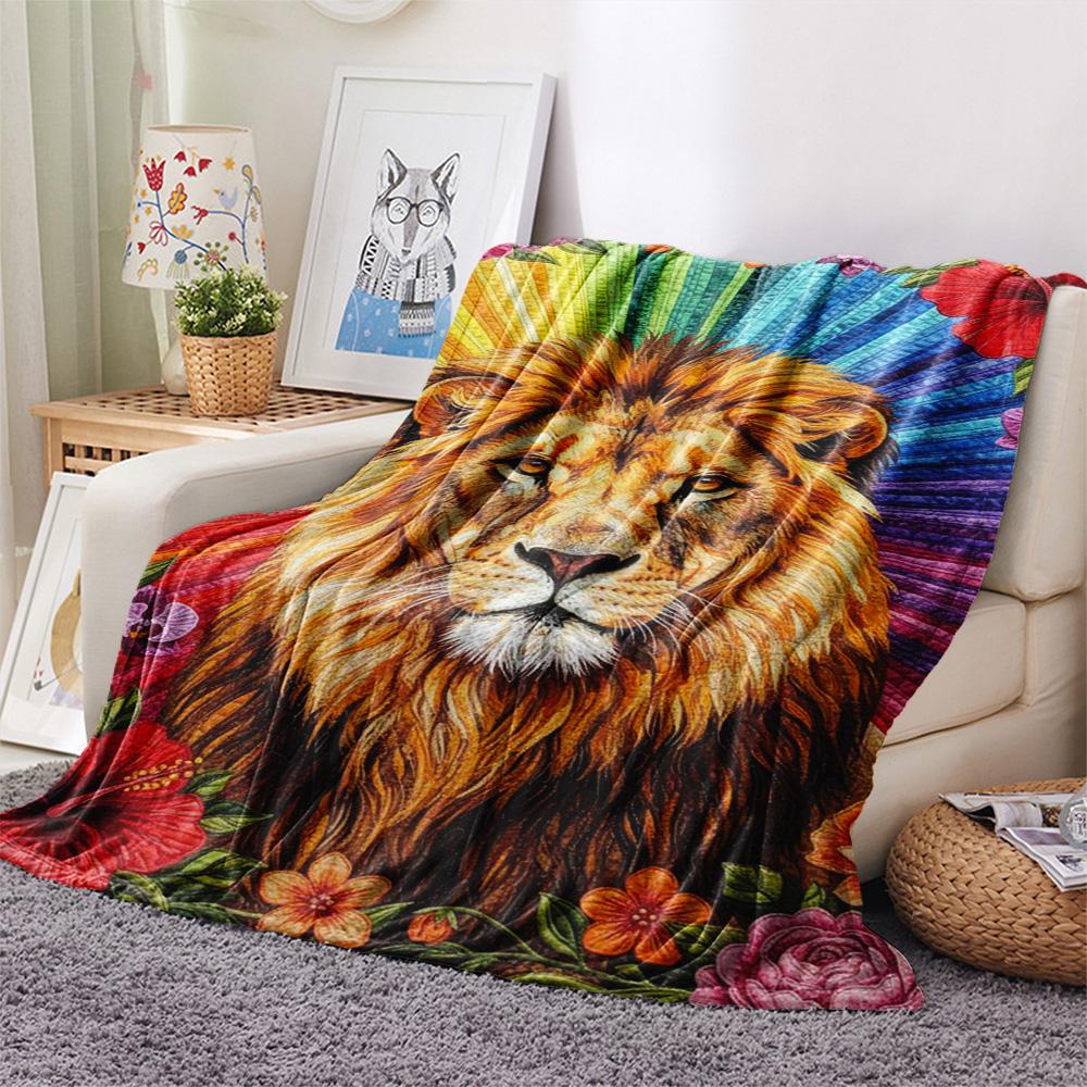 1PC Patchwork art Print FlAannel Blanket, High quality Comfortable for All Seasons, Home Decor, Warmth and Comfort