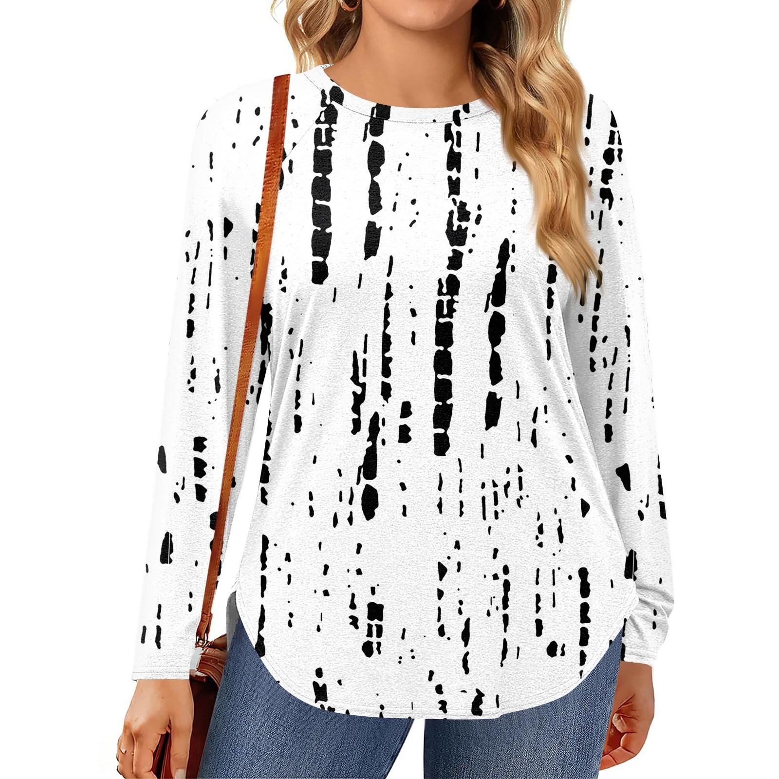 

Женские топы больших размеров, рубашки с длинным рукавом, туника с круглым вырезом, повседневная свободная блузка L-5X XL белый